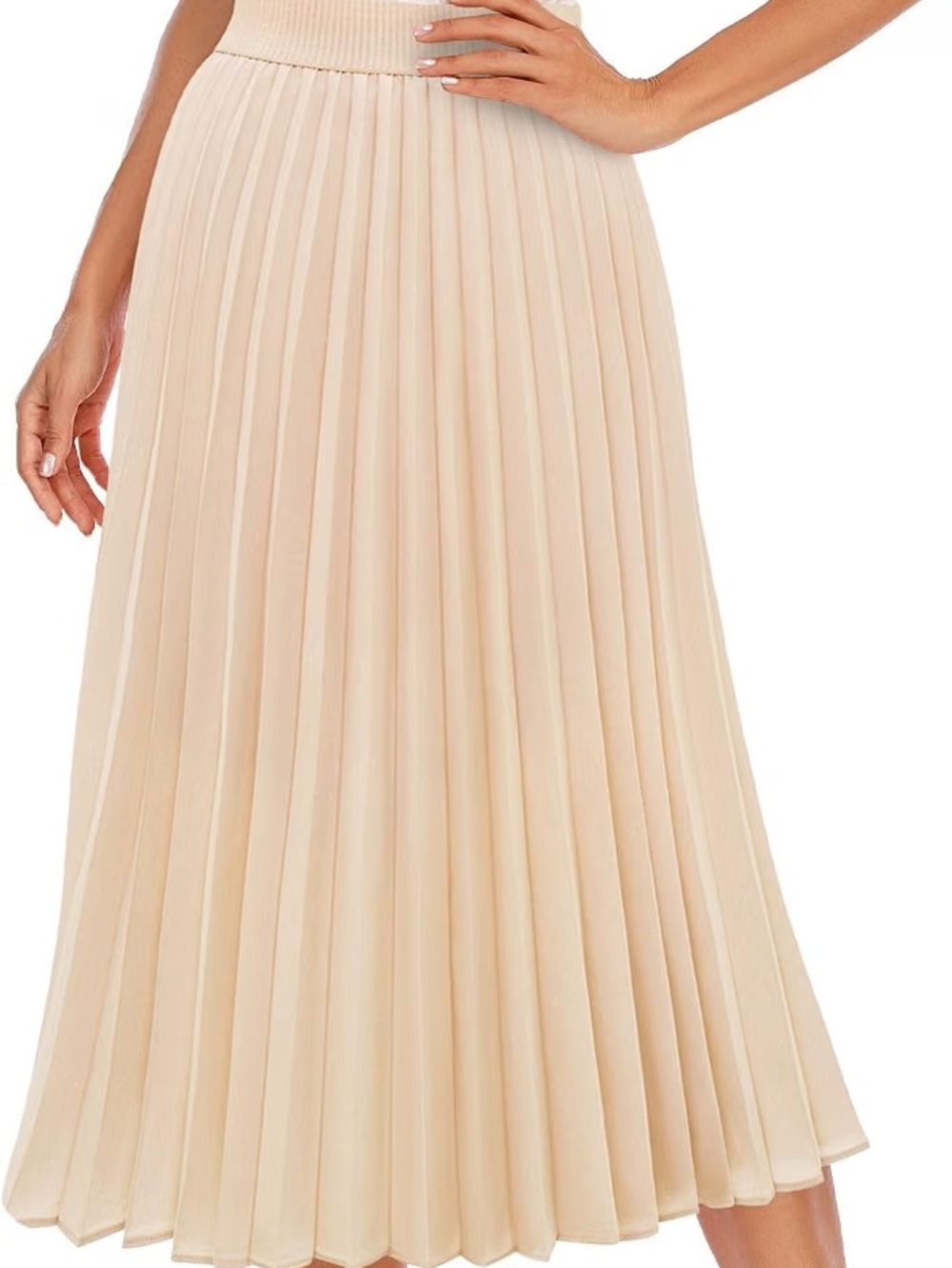 Women's Pleated Midi Skirt in Champagne READ